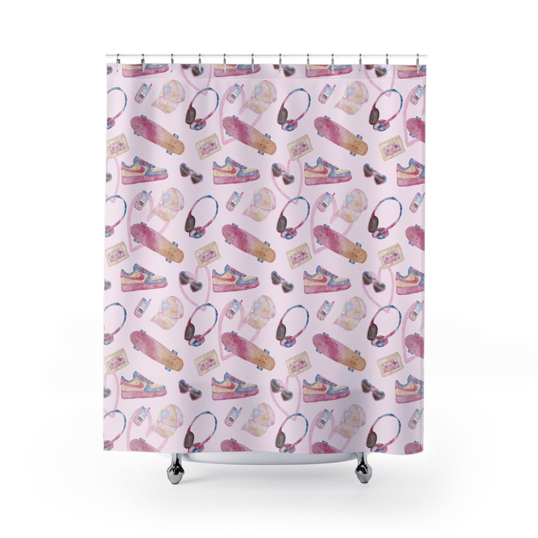 Y2k Pink 90's Room Decor, Teenage Girl Gift, Shower Curtain Bathroom ...
