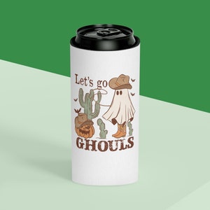 Western Halloween Party Drink Slim Can Cooler, Ghouls Night Cup, Halloween Bachelorette Favors, Cheers Witches, Retro Ghost Slim Can Koozie image 7