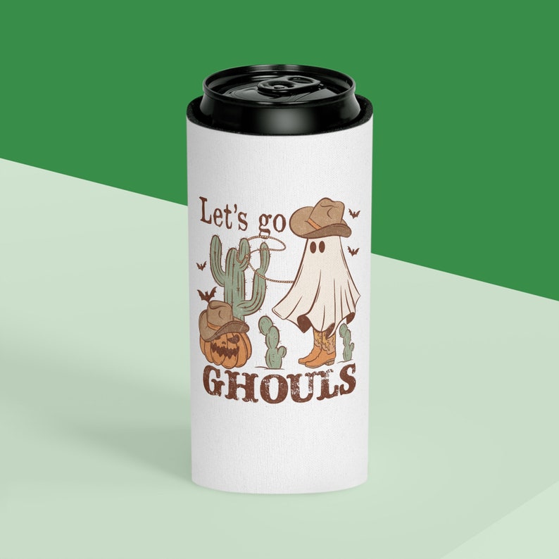 Western Halloween Party Drink Slim Can Cooler, Ghouls Night Cup, Halloween Bachelorette Favors, Cheers Witches, Retro Ghost Slim Can Koozie image 7