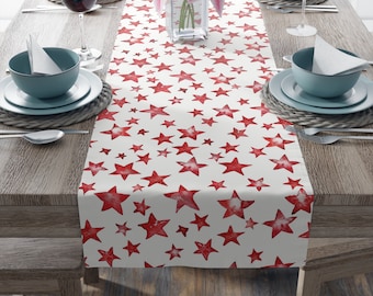 American Stars Tablecloth, USA Theme Party, 4th of July Decor Table Runner, Red White Blue Patriotic Party Decor, July Fourth Party Decor