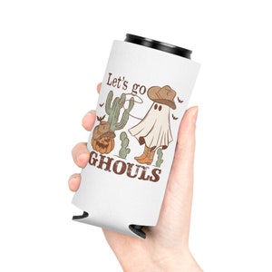 Western Halloween Party Drink Slim Can Cooler, Ghouls Night Cup, Halloween Bachelorette Favors, Cheers Witches, Retro Ghost Slim Can Koozie image 6