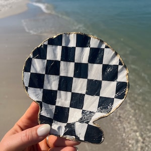 Scallop Shell Trinket Ring Dish, Coastal Decor, Unique Gift, Decoupage Jewelry Tray, Bridesmaid Gifts, Engagement Ring, Beach Wedding Gift
