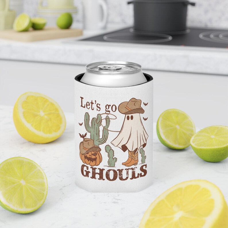Western Halloween Party Drink Slim Can Cooler, Ghouls Night Cup, Halloween Bachelorette Favors, Cheers Witches, Retro Ghost Slim Can Koozie image 8