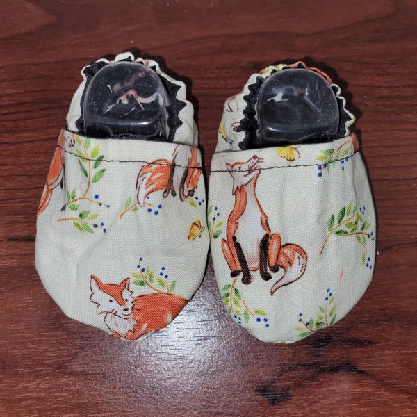 Fox baby booties, baby booties, fox, gender neutral, crib shoes, cloth moccasins, baby shower, baby gift,