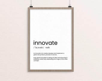 Innovate Definition Print: Minimalist Office Decor (Digital Download)