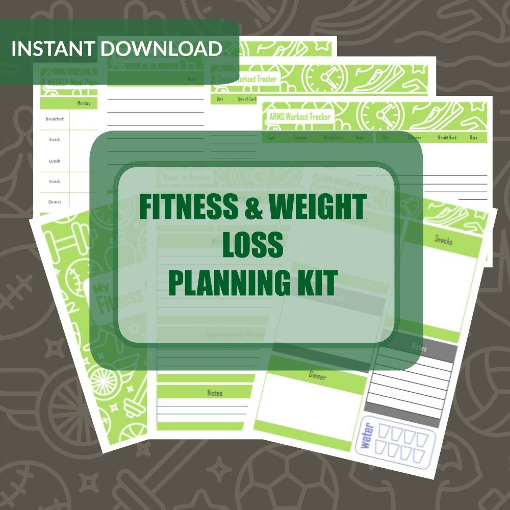 Fitness and Weight Loss Planning Kit Printable PDF Fitness Etsy