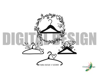Paquete de diseño de perchas dibujadas a mano 4 diseños de perchas