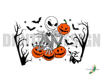 Jack Skellington Halloween Cup Wrap Design: 24oz Cold Cup (Digital Download)