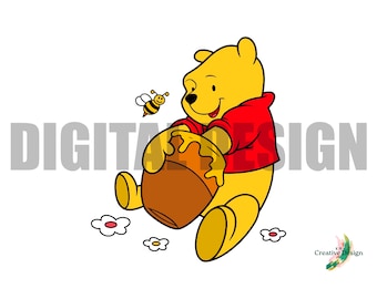 Pooh Honey Bear Design SVG PNG Cricut Silhouette Cartoon Movie Themed