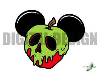 Poison Apple Mouse Ears Diseño Halloween Spooky Película temática