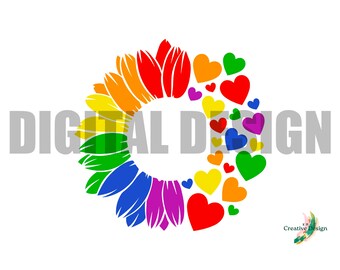 Sunflower Rainbow Pride 24oz Cold Cup Design Tumbler SVG PNG Cricut Silhouette