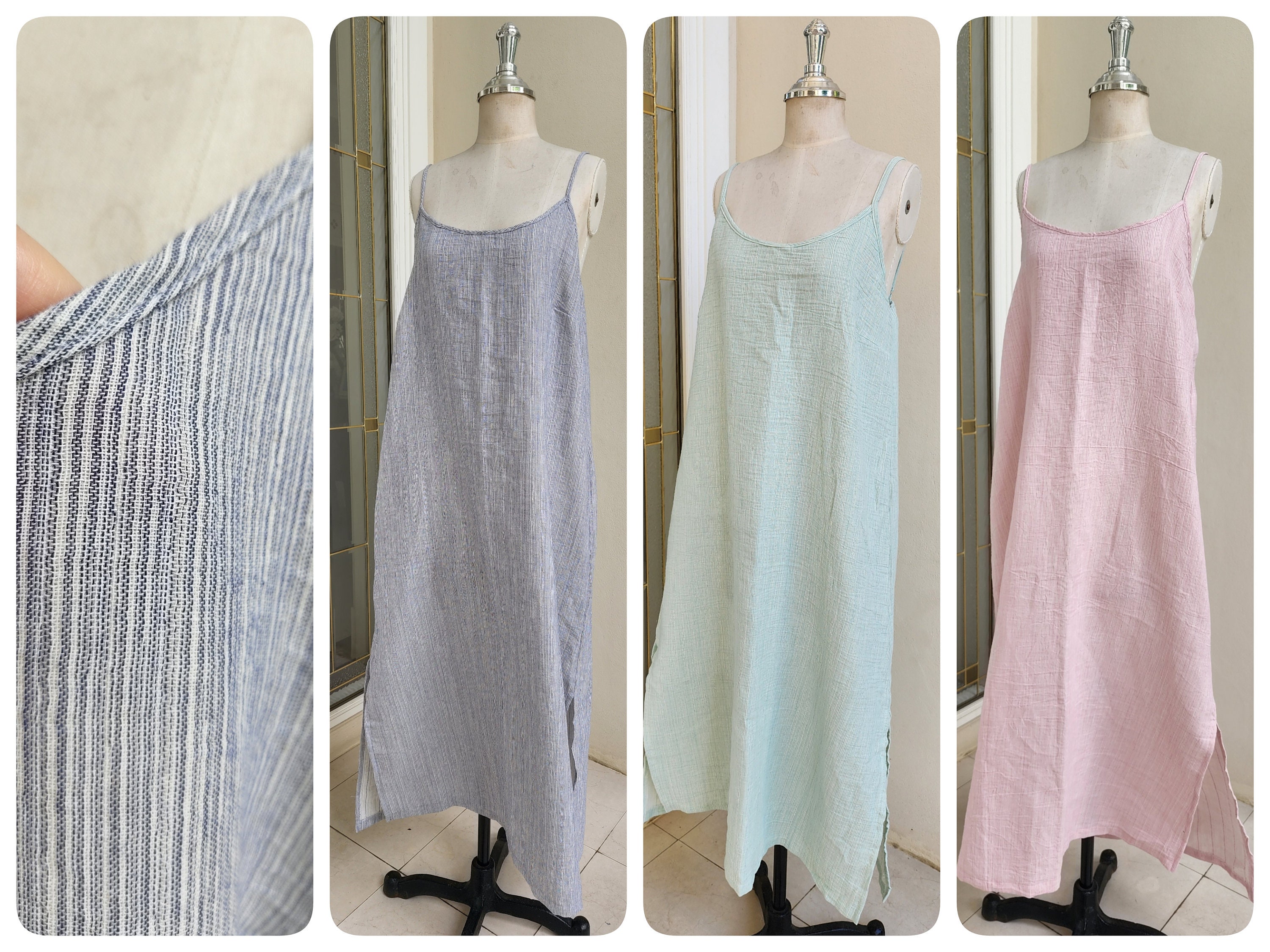 Long Double Cotton Gauze Slip Dress Cotton Slip Dress With Etsy