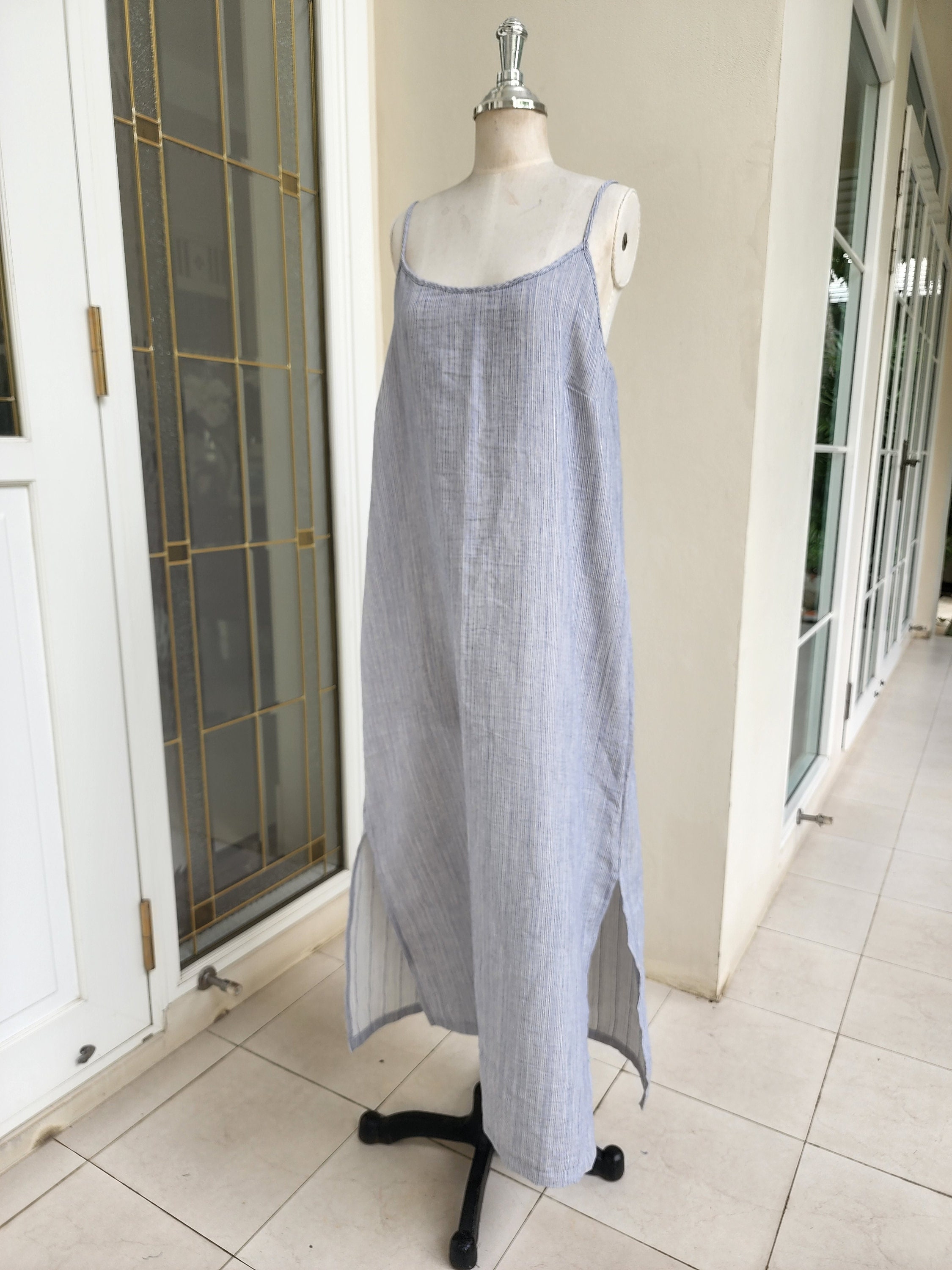 Long Double Cotton Gauze Slip Dress Cotton Slip Dress With Etsy