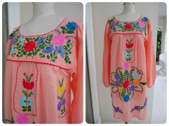 Handmade Hand Embroidery Mexican Tunic Vintage Inspired Etsy