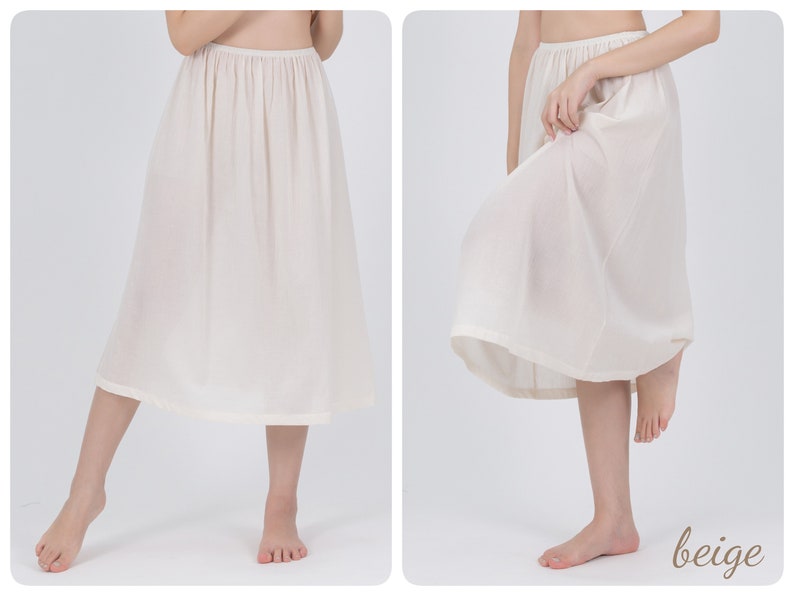 Midi length Slip Skirt, Cotton Half Slip Skirt, Petticoat, Underskirt image 3