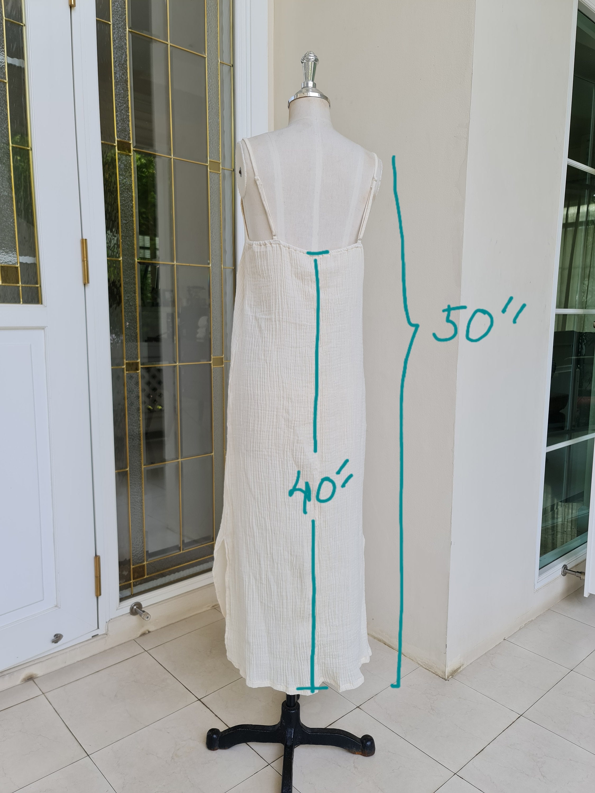 Double Cotton Gauze Slip Dress Cotton Slip Dress With Side Etsy