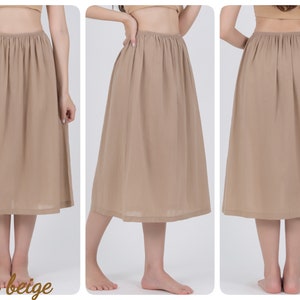 Midi length Slip Skirt, Cotton Half Slip Skirt, Petticoat, Underskirt image 4