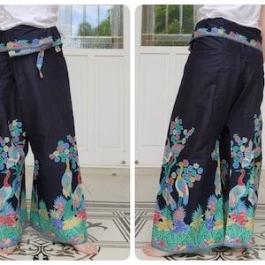 Thai Fisherman Pants in Cotton Batik Printed with Side Pocket, Casual Wrap Pants, Lounge-wear, Night Pants, Beach Pants