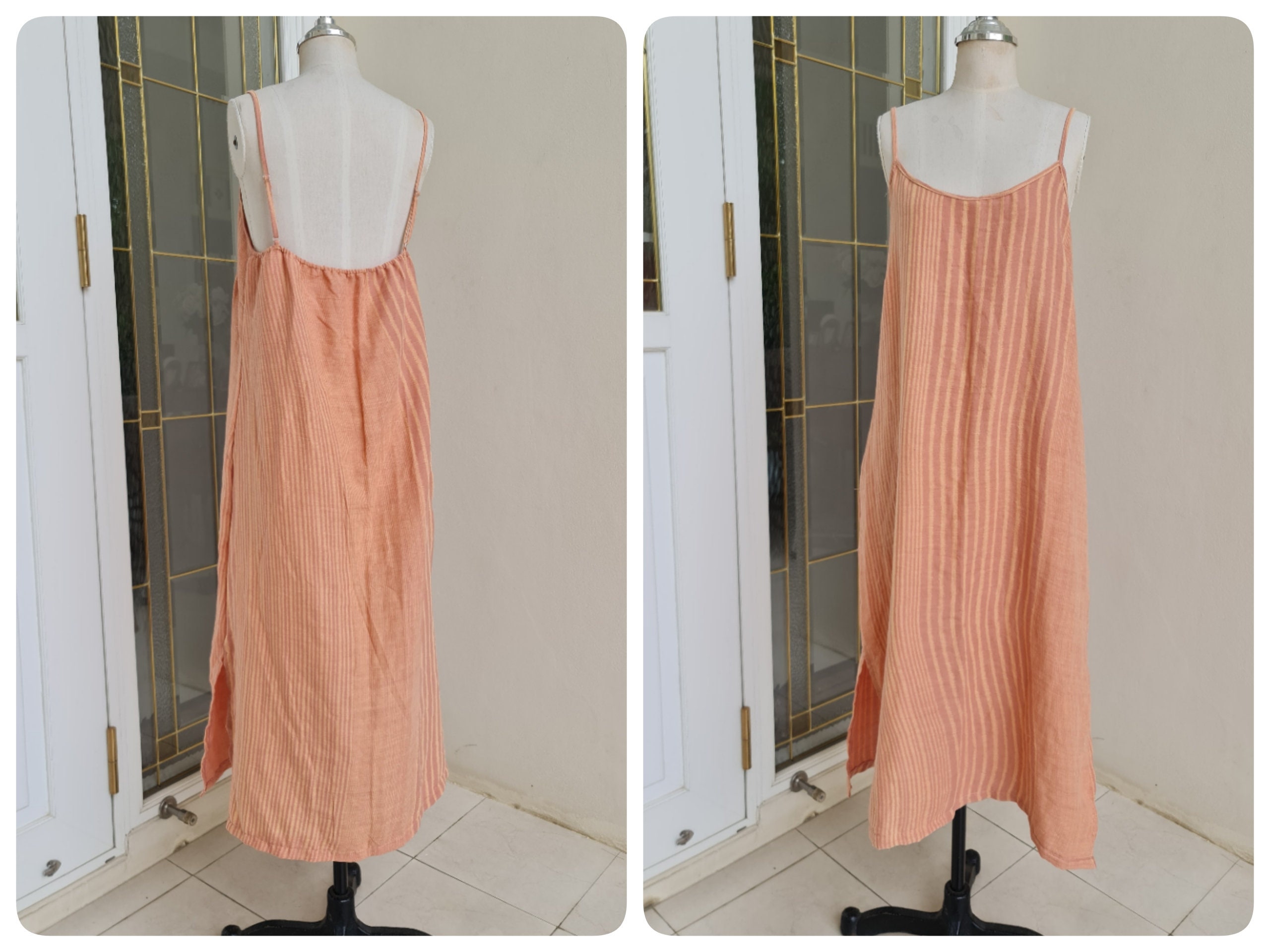 Double Cotton Gauze Slip Dress Cotton Slip Dress With Side Etsy