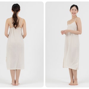 Midi Cotton Slip Dress, Midi Slip dress with Side Split, Midi Night Gown in Light Cotton, Camisole Dress, Petticoat image 3