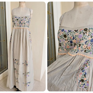 Hand Embroidery Mexican Inspired Maxi Dress, Cotton Tube Dress, Bohemian Dress, Bridesmaid Beach Dress, Swim Cover Up