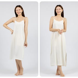 Cotton Slip Dress with Side Split, Night Gown, Under Dress, Petticoat