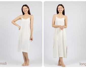 Cotton Slip Dress with Side Split, Night Gown, Under Dress, Petticoat