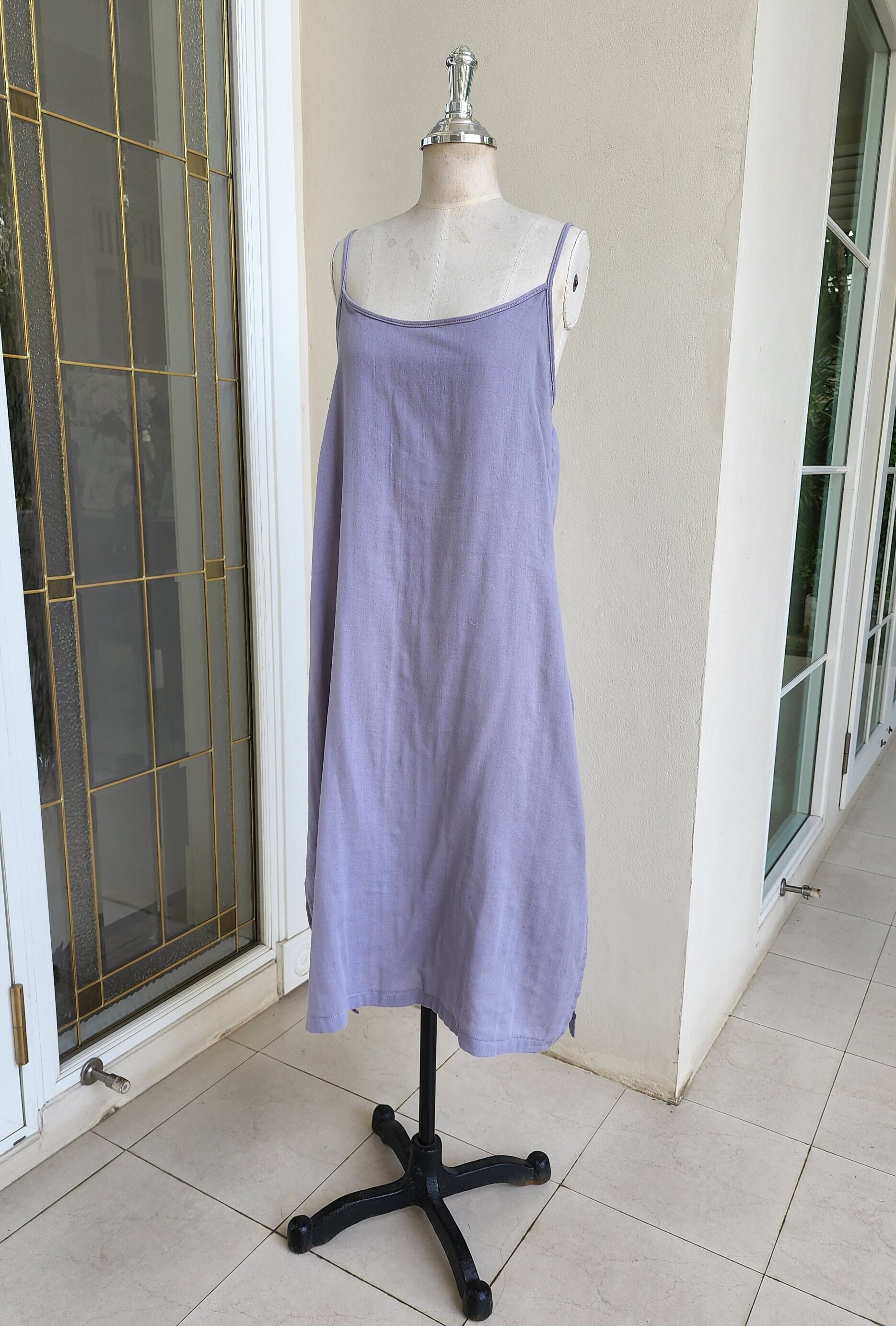 Double Cotton Gauze Slip Dress Midi Cotton Slip Dress With Etsy