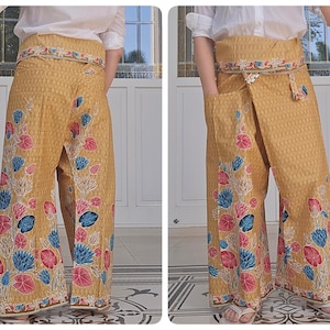 Thai Fisherman Pants in Cotton Batik Printed, Casual Wrap Pants, Beach Pants, Lounge-wear, Night Pants, Yoga Pants, Unisex Pants