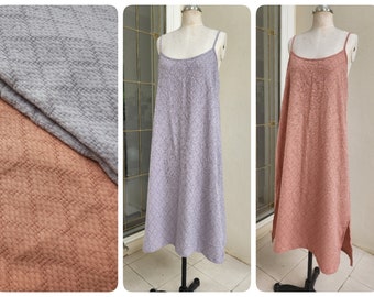 Midi Cotton Slip Dress, Midi Slip dress with Side Split, Long Night Gown in Light Cotton, Camisole Dress