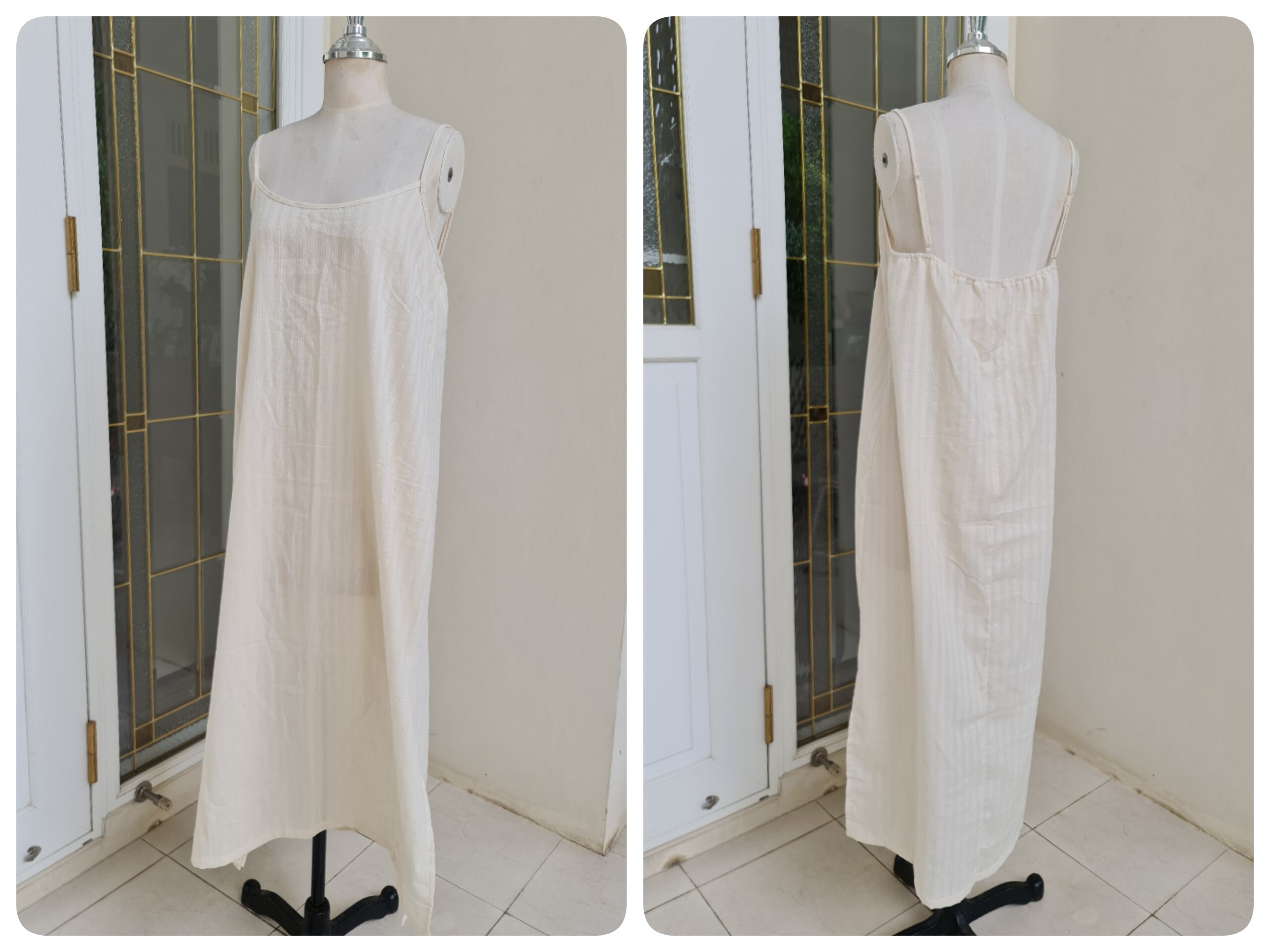 Long Cotton Slip Dress Maxi Slip Dress With Side Split Long Etsy