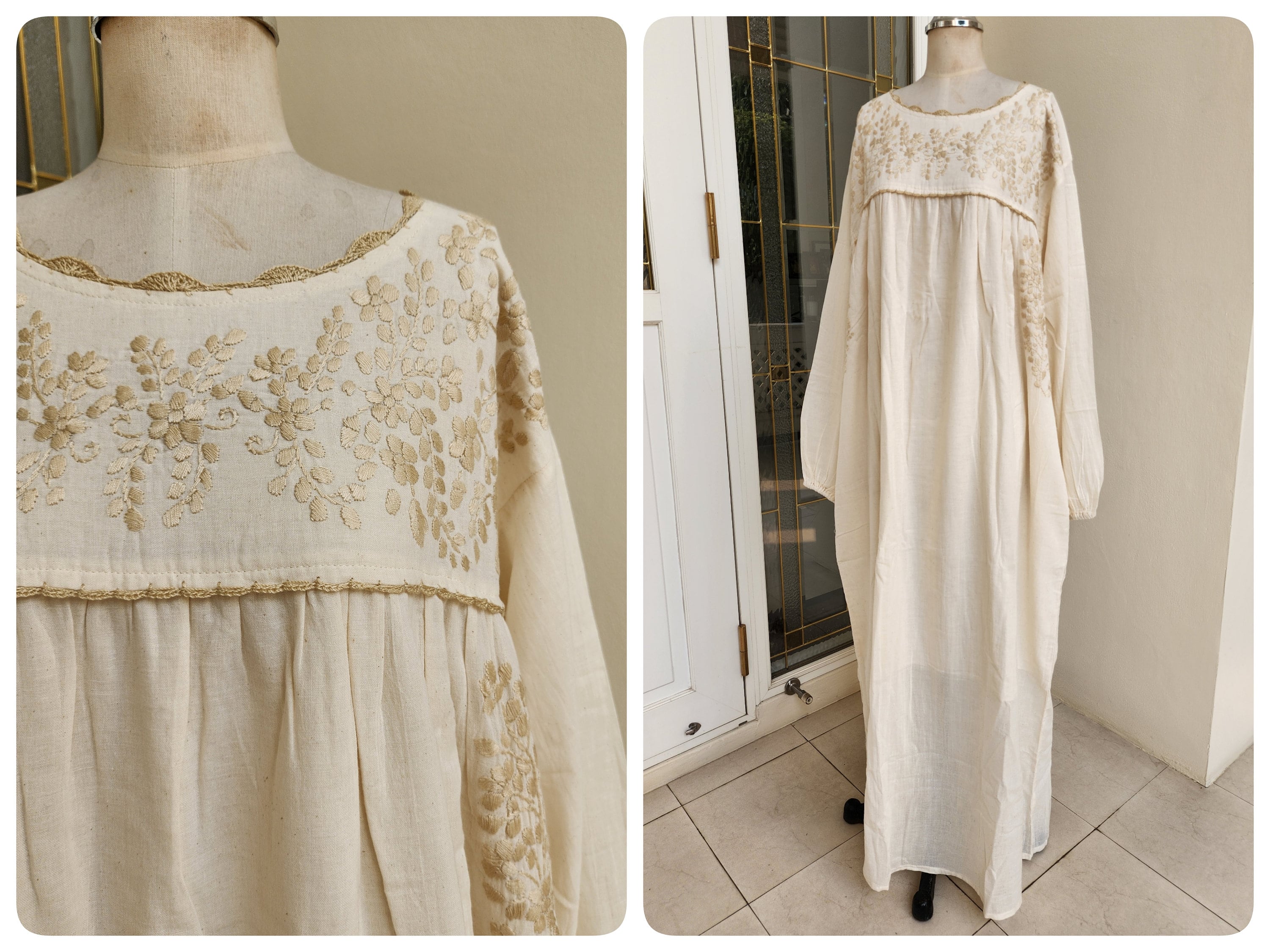 Robe Babydoll Rétro En Dentelle Crochet - Taille XL (0X) - Couleur Rose/beige
