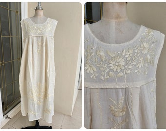 Handmade, Embroidered Mexican Oaxacan Inspired Cotton Sundress ,  Bohemian Sundress, Beach Wear, Swim Cover Up