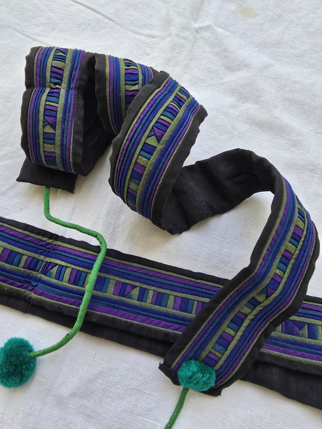 A Pair of Thai Lisu Tribe Embroidery Textile Belt - Etsy display picture 3