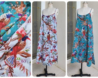 Midi Cotton Slip Dress, Midi Slip dress with Side Split, Long Night Gown in Light Cotton, Camisole Dress