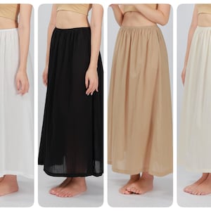 Long length Slip Skirt, Cotton Half Slip Skirt, Petticoat, Underskirt