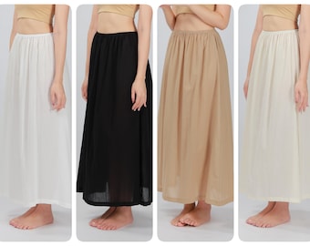 Long length Slip Skirt, Cotton Half Slip Skirt, Petticoat, Underskirt