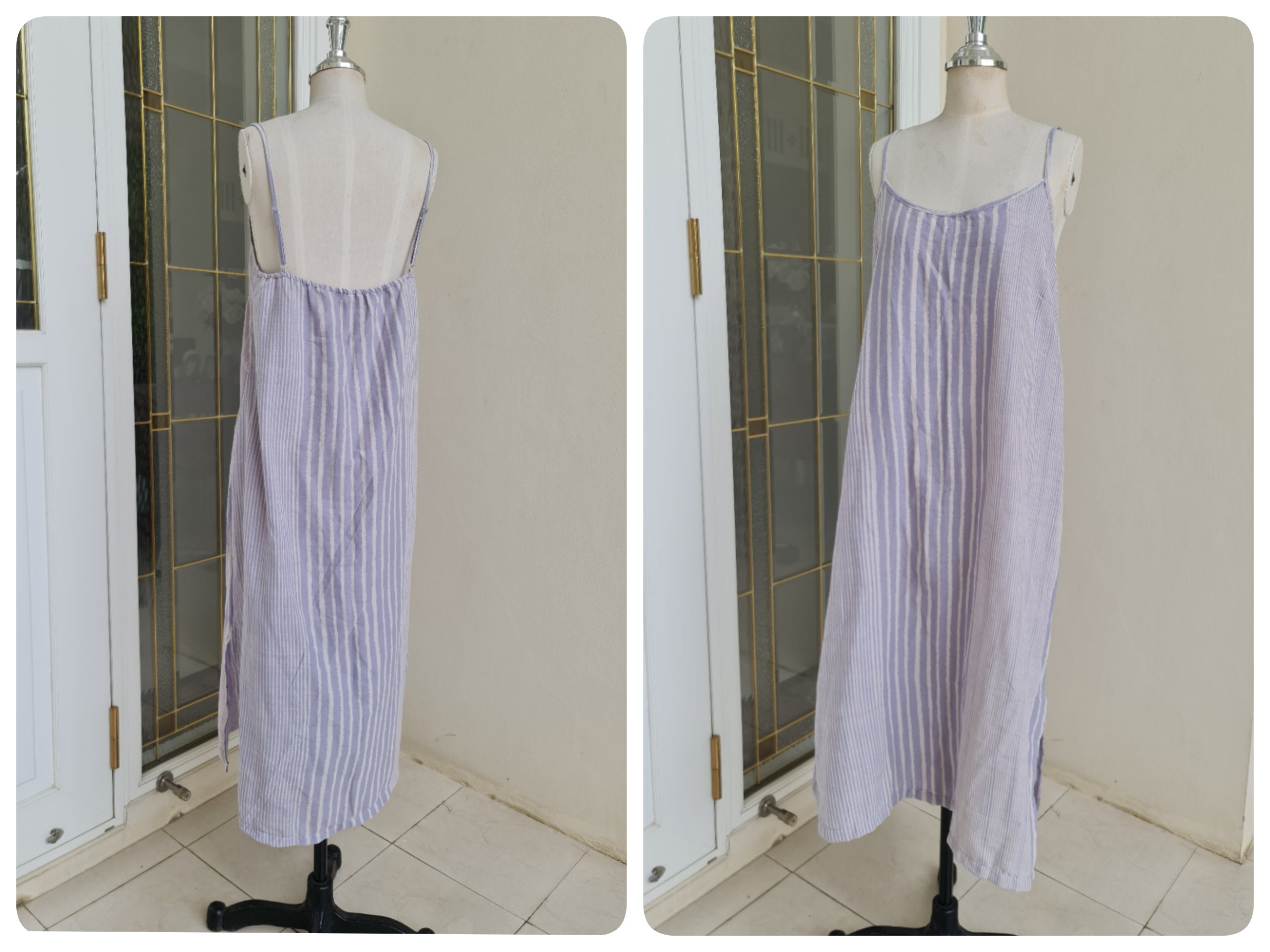 Double Cotton Gauze Slip Dress Cotton Slip Dress With Side Etsy