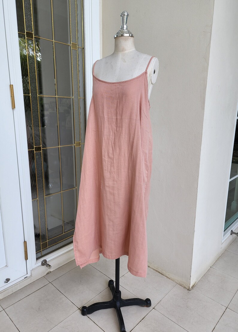 Double Cotton Gauze Slip Dress Midi Cotton Slip Dress With Etsy