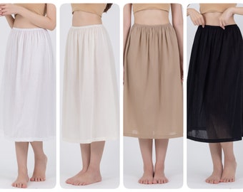 Midi length Slip Skirt, Cotton Half Slip Skirt, Petticoat, Underskirt