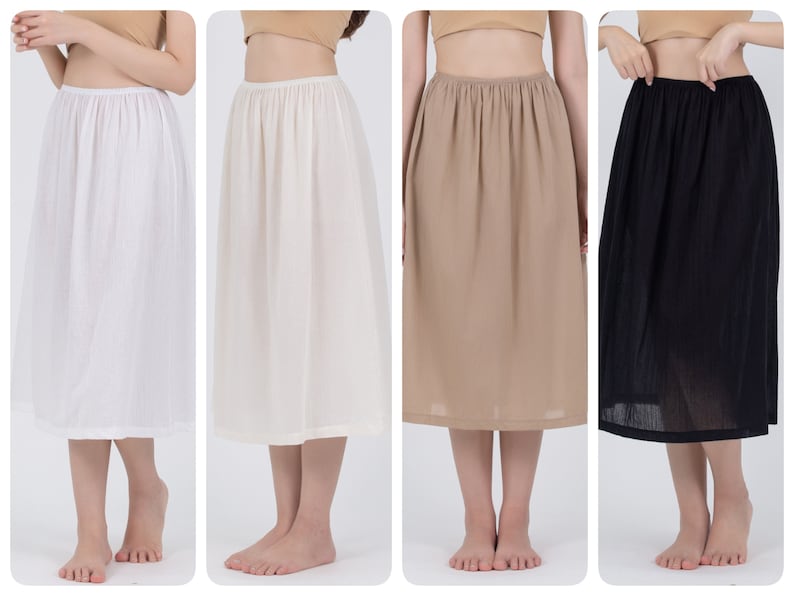 Midi length Slip Skirt, Cotton Half Slip Skirt, Petticoat, Underskirt image 1