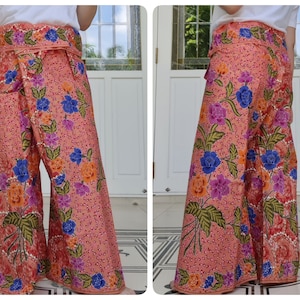 Thai Fisherman Pants in Cotton Batik Printed, Casual Wrap Pants, Beach Pants, Lounge-wear, Night Pants, Yoga Pants, Unisex Pants