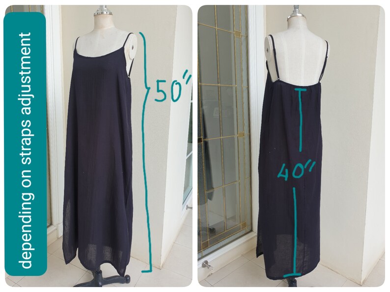 Long Cotton Slip Dress Maxi Slip Dress With Side Split Long Etsy