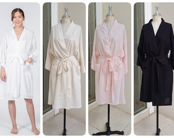 Light Cotton Kimono Robe, Bath Robe, Night Gown, Loungewear Robe