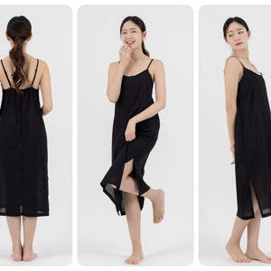 Midi Cotton Slip Dress, Midi Slip dress with Side Split, Midi Night Gown in Light Cotton, Camisole Dress, Petticoat image 5