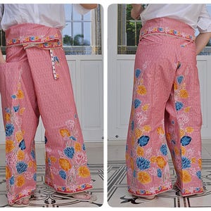 Thai Fisherman Pants in Cotton Batik Printed, Casual Wrap Pants, Beach Pants, Lounge-wear, Night Pants, Yoga Pants, Unisex Pants
