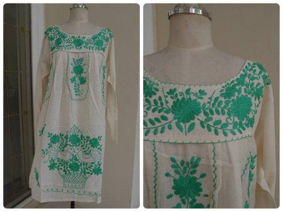 Hand Embroidery Mexican Oaxacan Tunic Vintage Inspired Beach Etsy