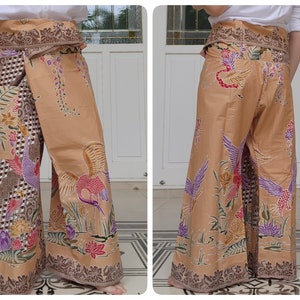 Thailändische Fischerhose in Baumwolle Batik Bedruckt mit Seitentasche, lässige Wickelhose, Lounge-Wear, Nachthose, Strandhose