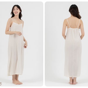 Long Cotton Slip Dress, Maxi Slip dress with Side Split, Long Night Gown in Light Cotton, Petticoat image 3