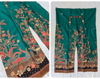 Thai Fisherman Pants in Cotton Batik Printed with Side Pocket, Casual Wrap Pants, Lounge-wear, Night Pants, Beach Pants